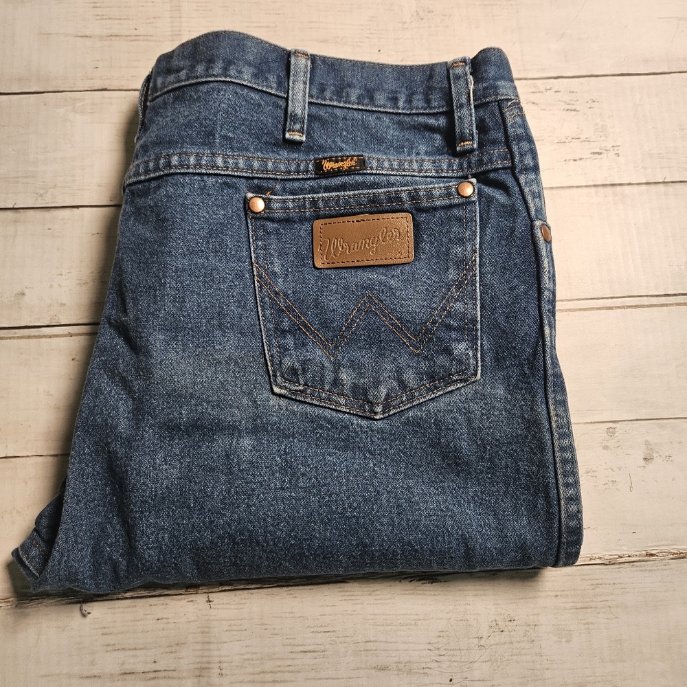 Wrangler Men’s Cowboy Cut Slim Fit Rigid Indigo Denim Jeans 40x34 Exact 38x32.5